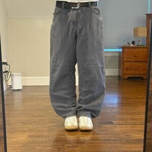 vintage 2000s baggy wide leg faded grey jeans